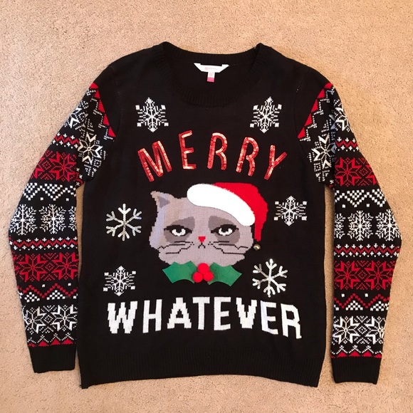 No Boundaries Sweaters - No Boundaries Christmas Sweater Size XXL Junior Merry Whatever Christmas Cat